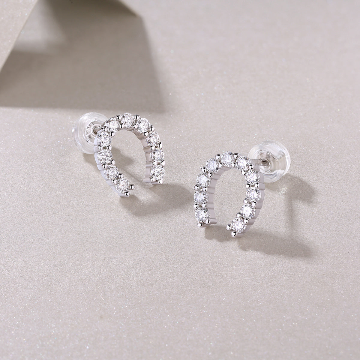 Keep Happiness Diamond Set Moissanite Silver Earrings