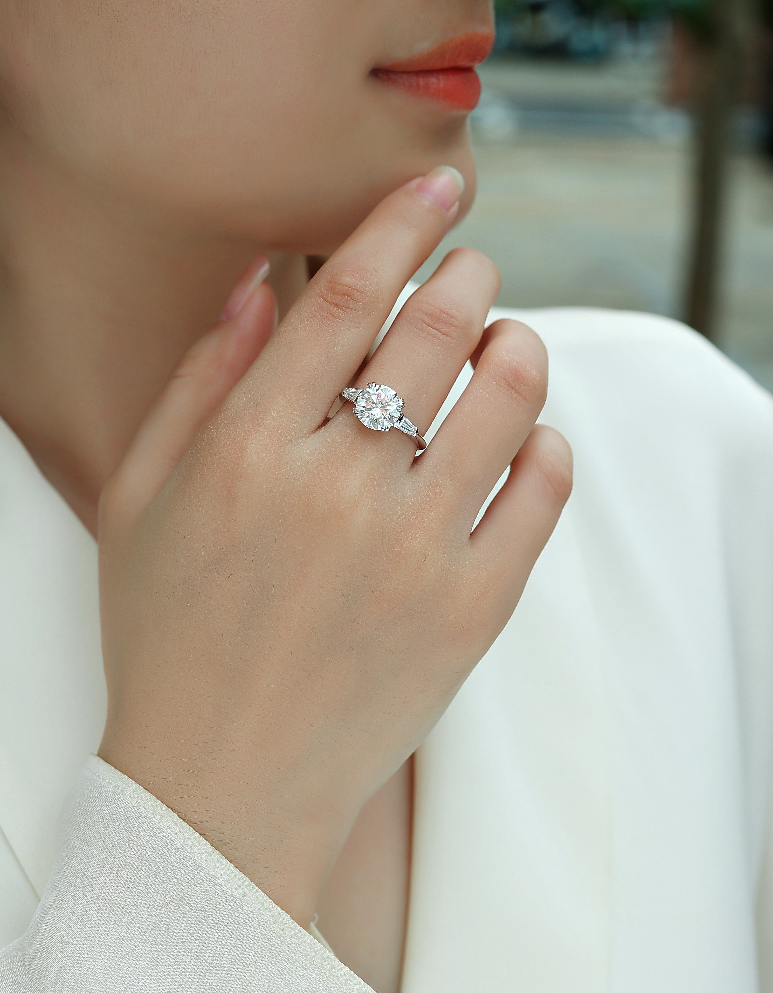 Shining Step By Step - S925 Sterling Silver And Platinum Diamond Ring.