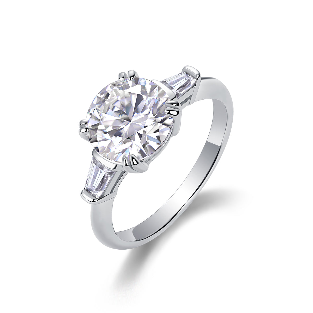 Shining Step By Step - S925 Sterling Silver And Platinum Diamond Ring.